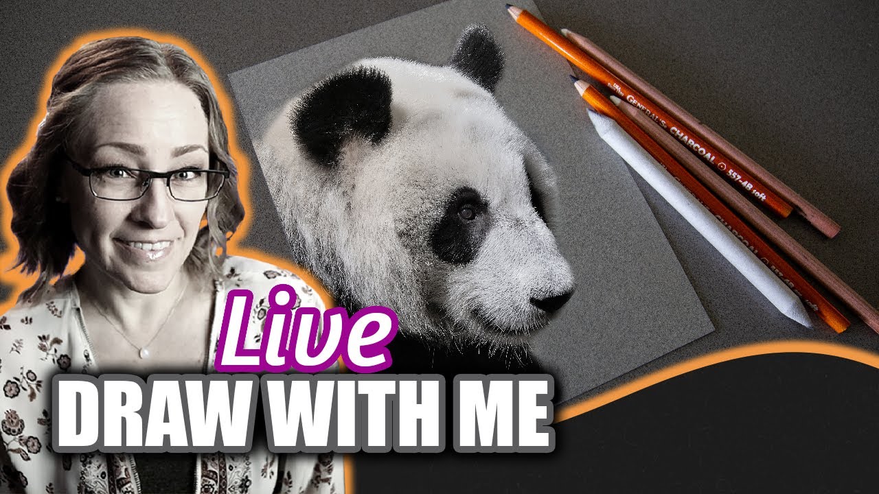 Draw a Panda With Me in a Charcoal Drawing Livestream