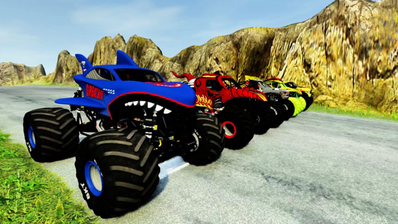 Epic High Speed monster trucks jumps & crashes #012 – BeamNG | Drive  ASky BeamNG