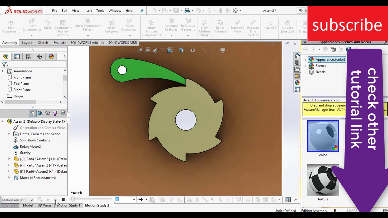 Ratchet mechanism and motion analysis in solidworks