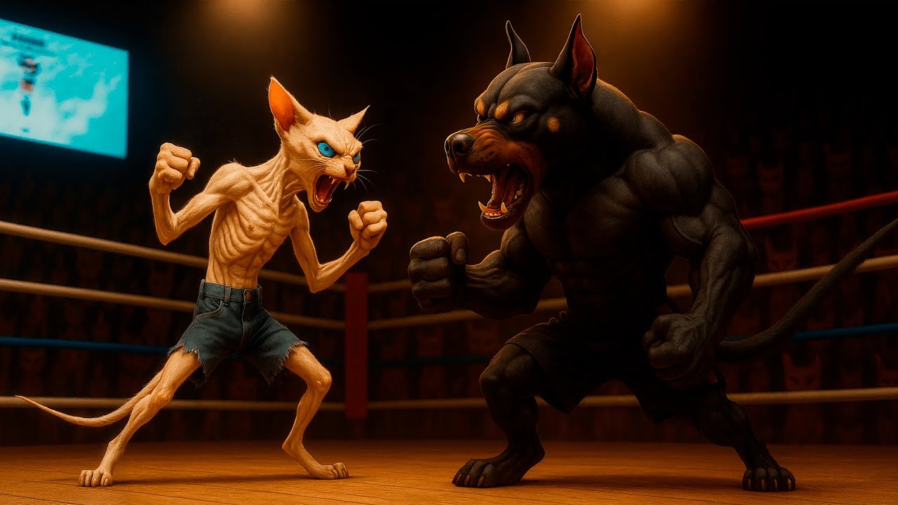 Skinny Cat Fights the Pitbull Beast to Prove His Worth – The Most Intense Battle Ever!
