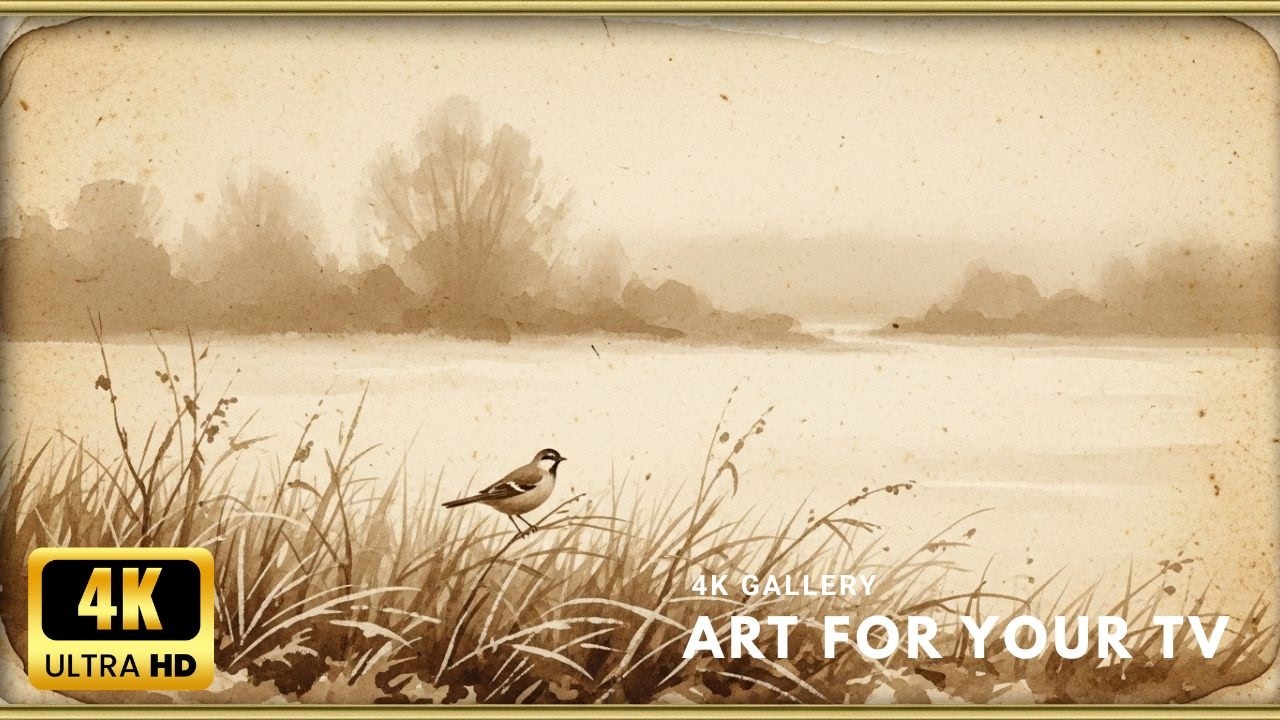Sepia Bird Watercolor 4K Ultra HD | 2 Hours Vintage TV Background