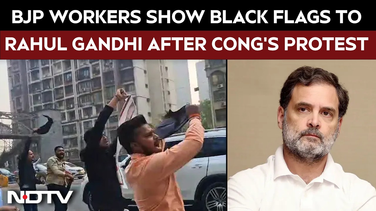 BJP Vs Congress | BJP Workers Wave Black Flags At Rahul Gandhi After Congress' Shirtless Protests