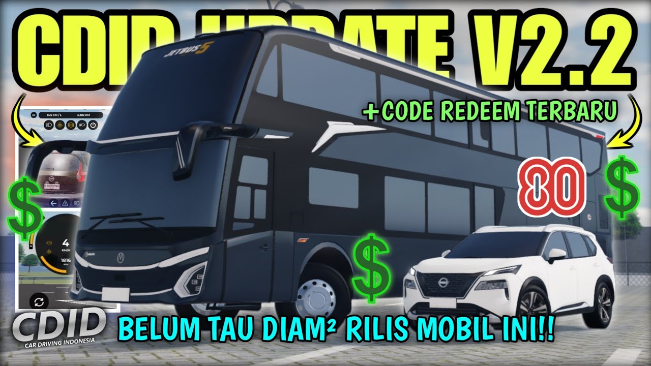 CDID V2.2 UPDATE RAHASIA TAMBAH MOBIL BUS BARU, SPEEDO BARU, CODE REDEEM 1,6M!! | CDID V2.2 Roblox