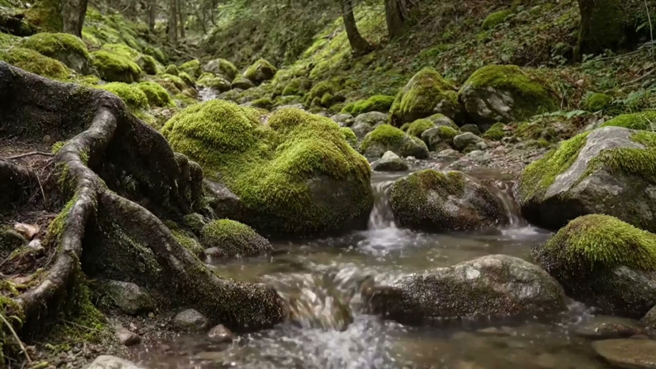 Mossy Forest Stream in the Mountains | Deep Nature Ambience for Sleep and Study