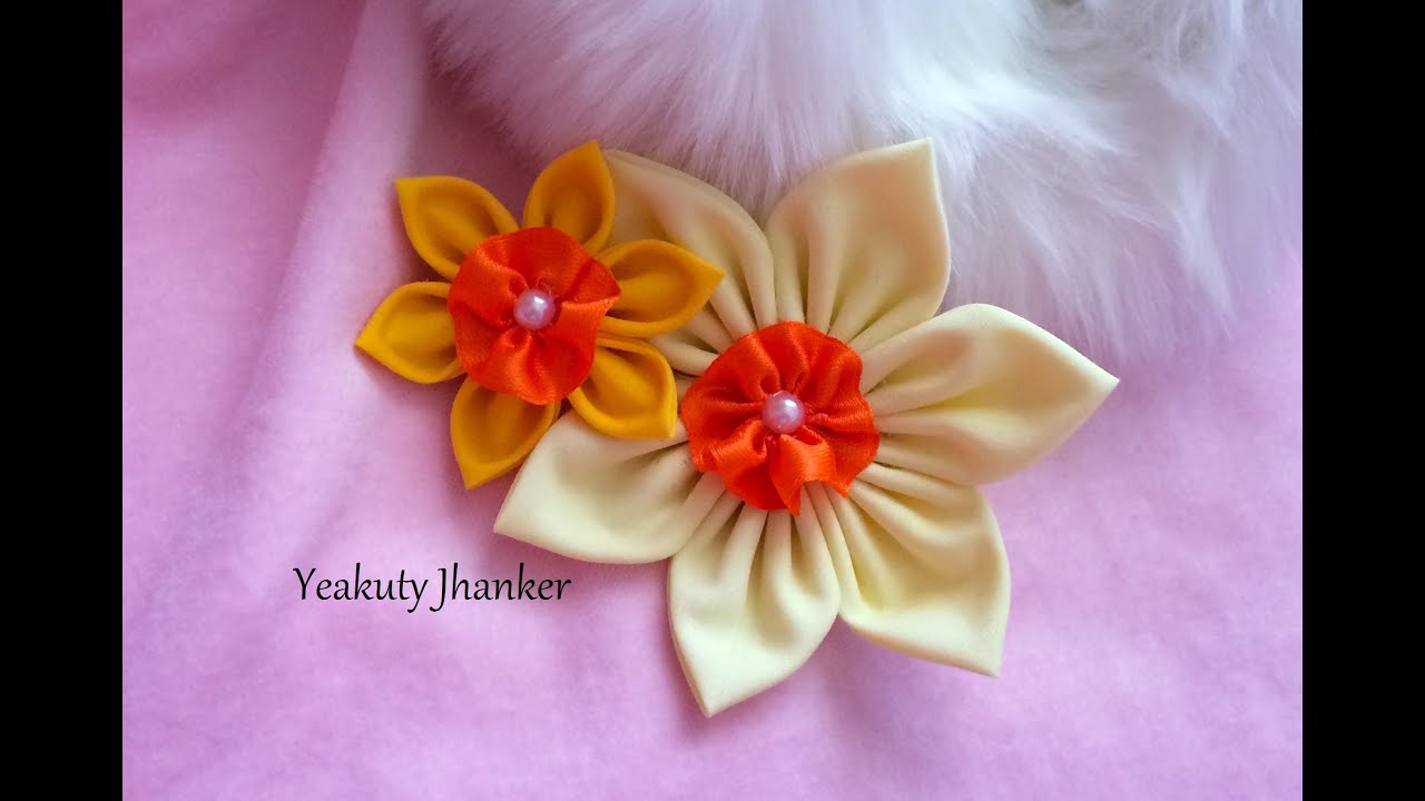 DIY: Make a kanzashi fabric flower hair clip
