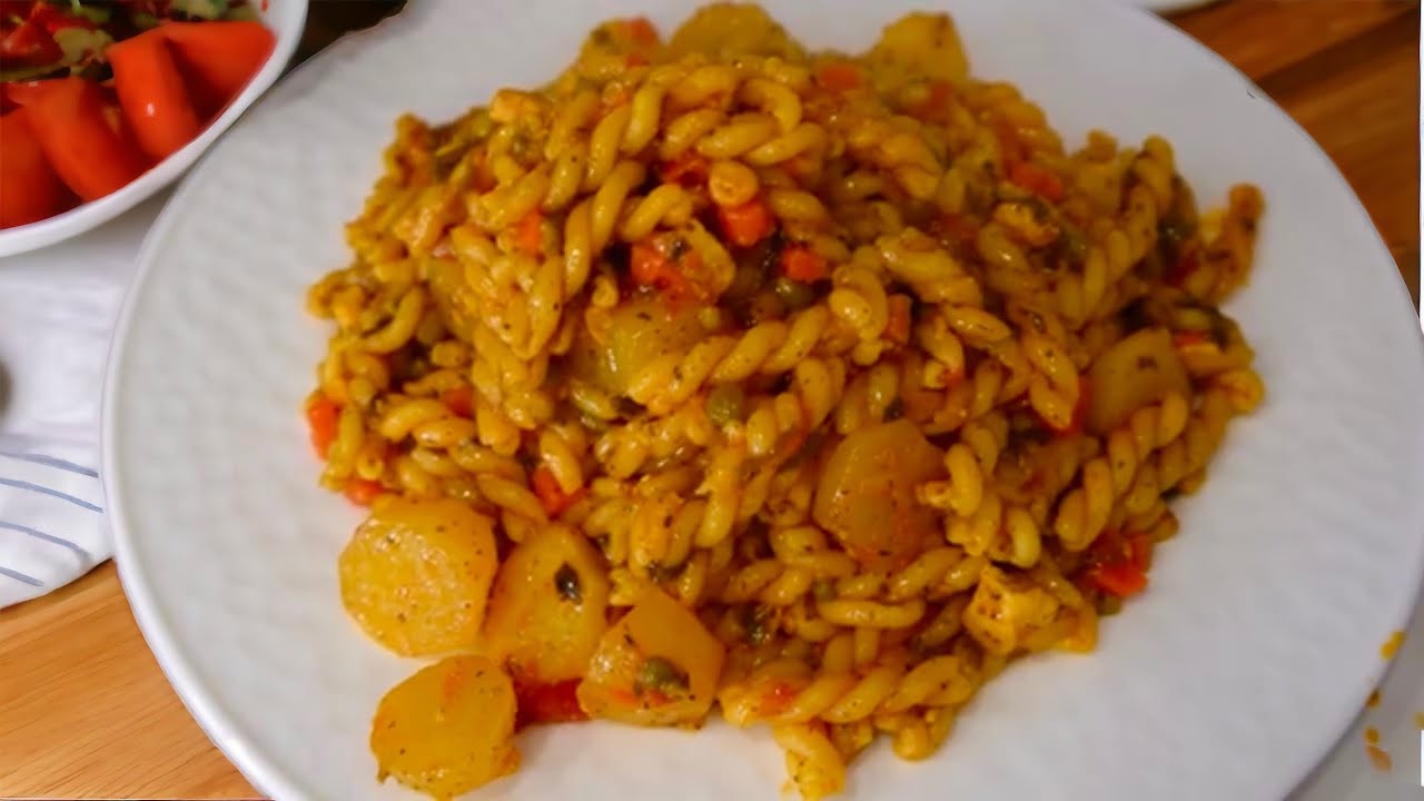 Chicken & Vegetable Pasta The Best Recipe On YouTube پاستا یا ماکارونی با مرغ و سبزیجات