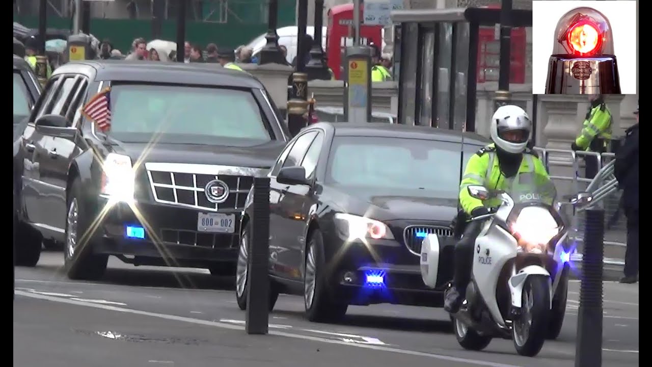 Secret Service in Action: President Obama Motorcade in London Special Escort Group SEG
