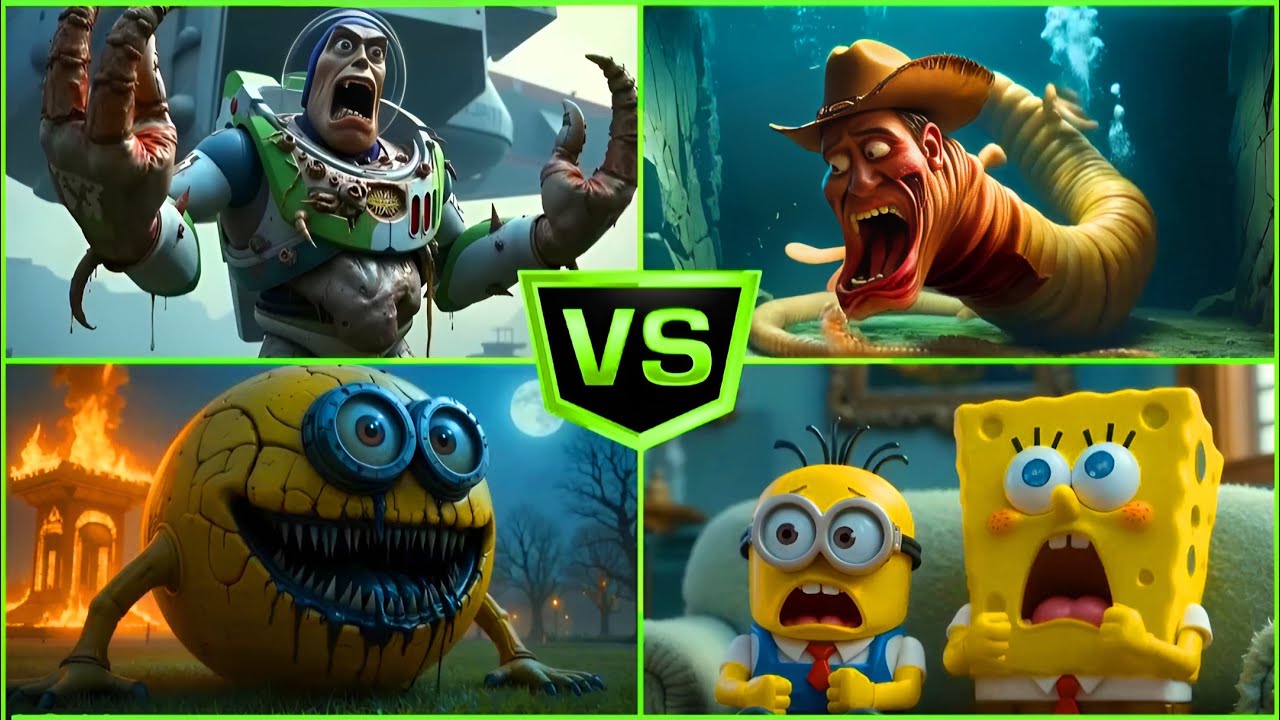 Lightyear Monster vs Woody Monster vs Minion Monster vs Spongebob and Minion Exe
