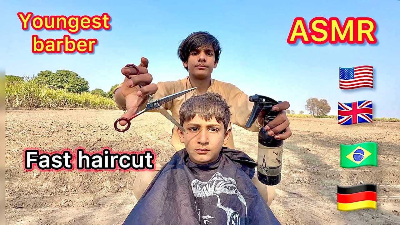 ASMR youngest barber 💈 in the world Asked fast haircut sharpest no 1 barber 