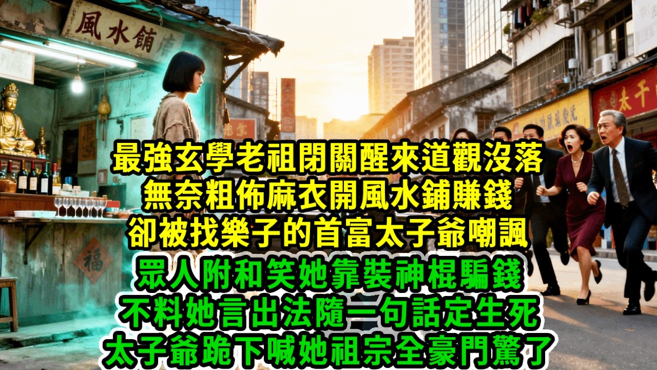 最強玄學老祖閉關醒來道觀沒落，無奈粗佈麻衣開風水鋪賺錢，卻被找樂子的首富太子爺嘲諷，眾人附和笑她靠裝神棍騙錢，不料她言出法隨一句話定生死，太子爺跪下喊她祖宗全豪門驚了#風起雲湧 #爽文
