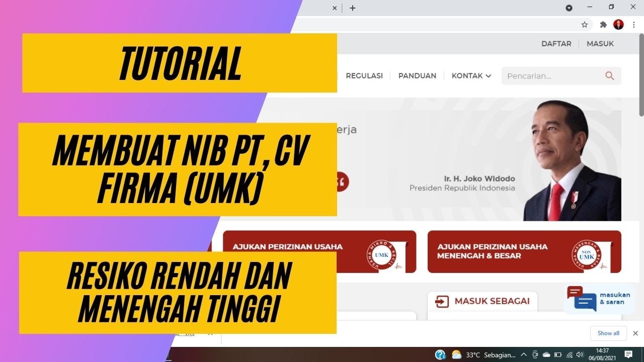 Pembuatan NIB Badan (CV, PT) di Oss RBA dengan Resiko Rendah dan Menengah Tinggi. KBLI dibawah 10M