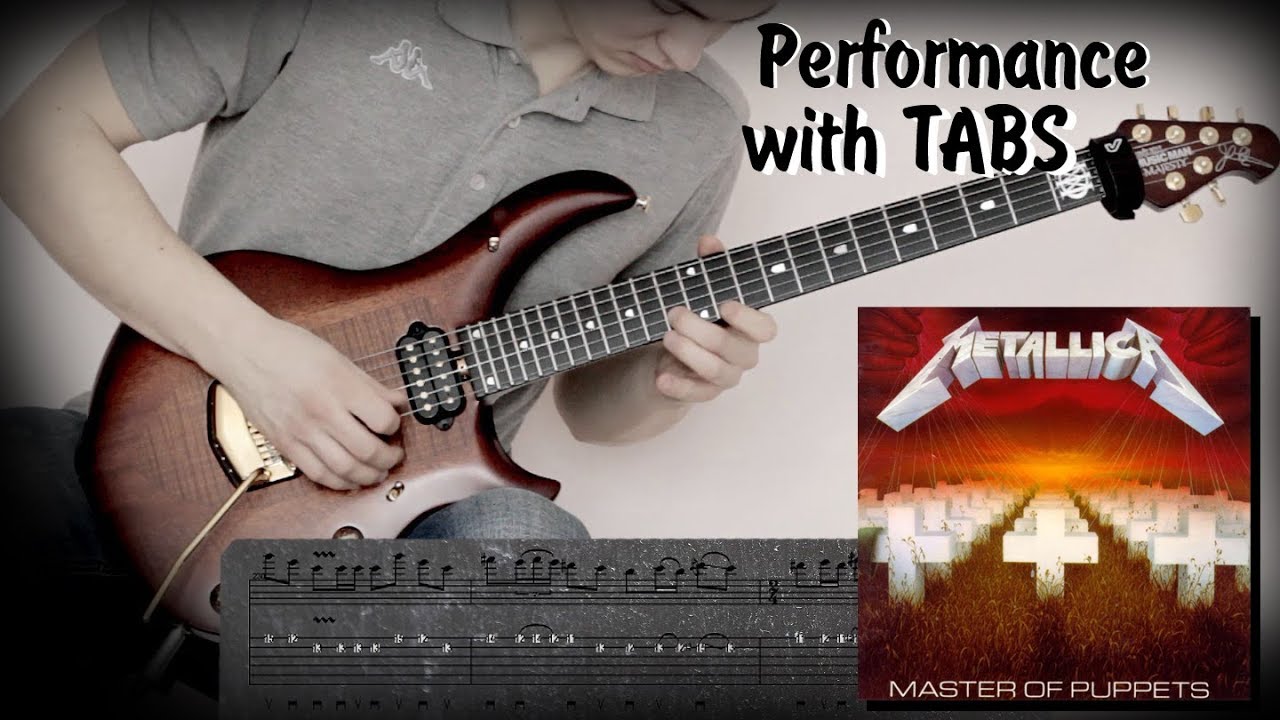 Metallica - Master Of Puppets (guitar performance with tabs) how to play with solo AMT P2