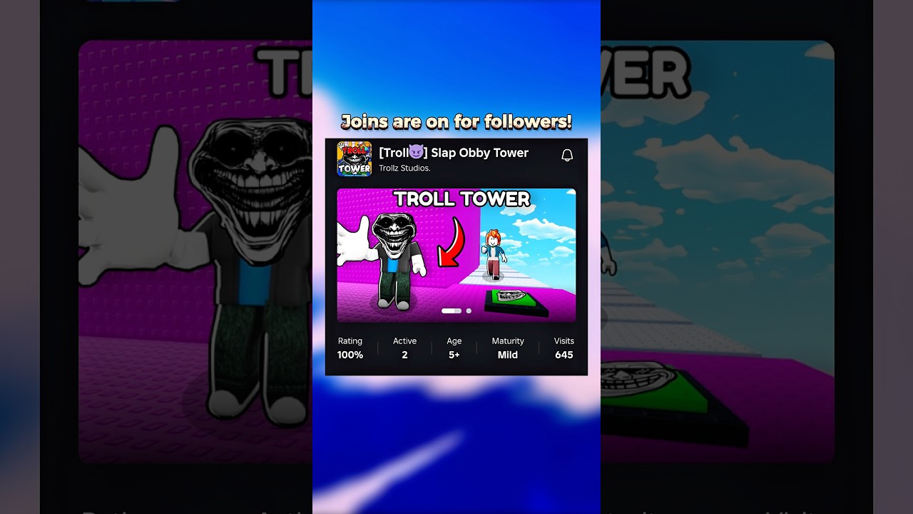 New Game! [Troll] Slap Obby Tower - Link in Description or bio! 🤩 