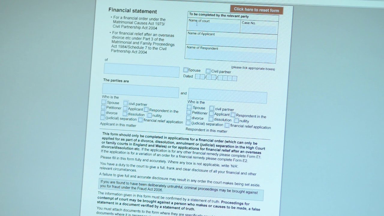 How to complete a Form E financial statement