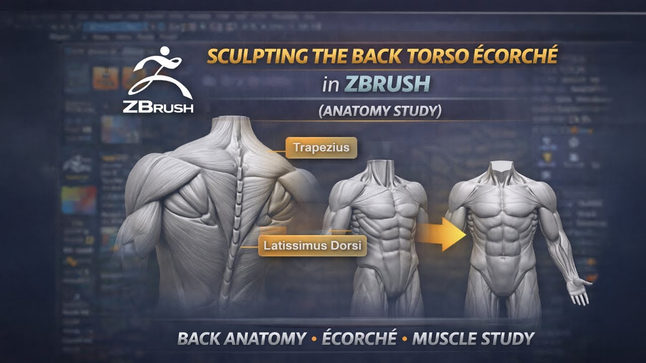 Sculpting the Front Torso Écorché in ZBrush (Anatomy Study)