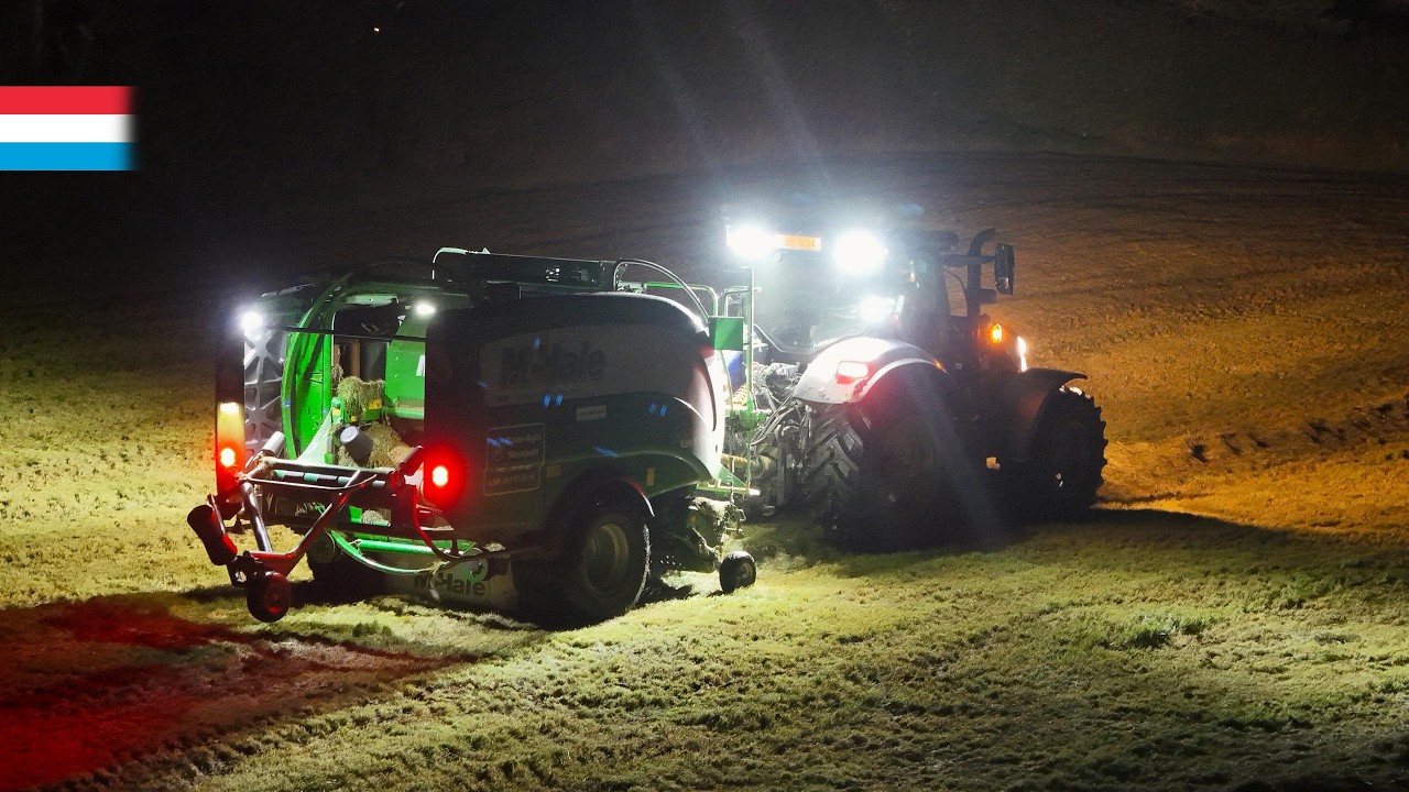 4. Schnitt pressen bei Nacht | New Holland T6.180 // McHale Fusion 3 Plus | Luxemburg 2025