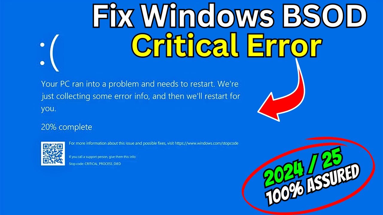 How to Fix Critical Process Died Blue Screen Error on Windows 10 &11 BSOD PROBLEM 2024 wisz tech