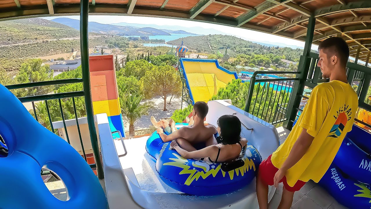 Slope Slide at Adaland Water Park in Kusadasi  Aydin Turkey
