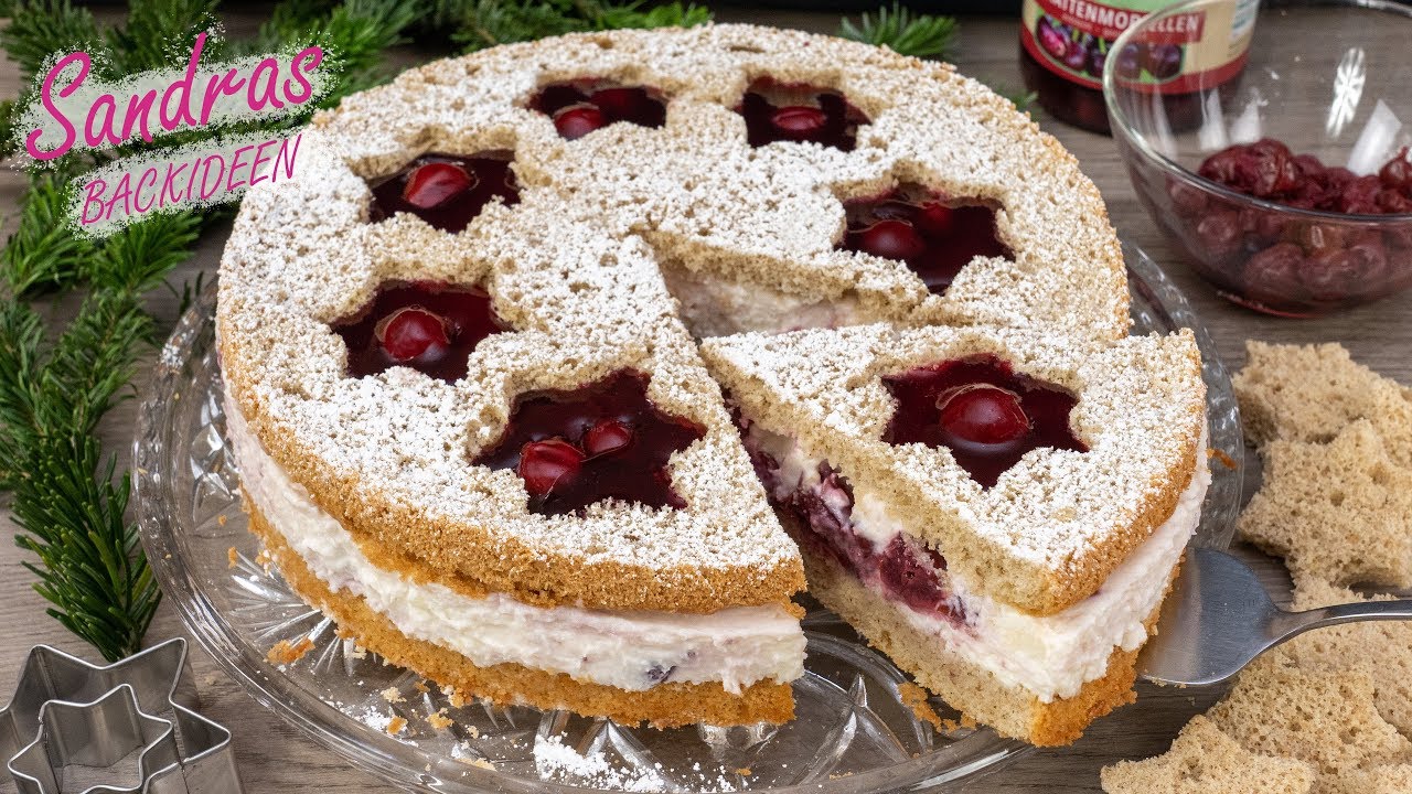 Kirsch Quark Torte mit Lebkuchengew&uuml;rz | Sternenzauber Torte | Adventstorte | perfekt zu Weihnachten