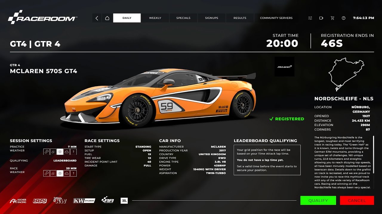 Raceroom Racing Experience. Nordschleife. McLaren 570s GT4