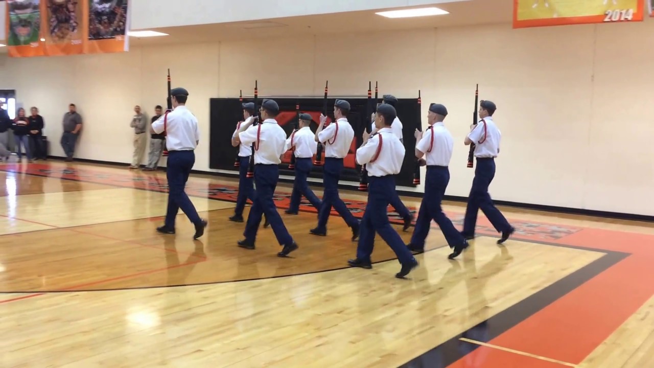 Waynesville HS JROTC Armed Exhibition Drill Demonstration - Pep Rally 5 Feb 16