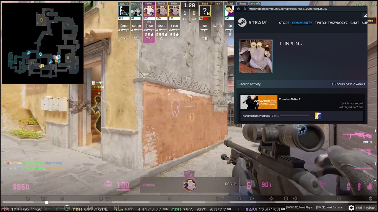Counter-Strike 2: Premier Match, PUNPUN Cheater (Please Share)
