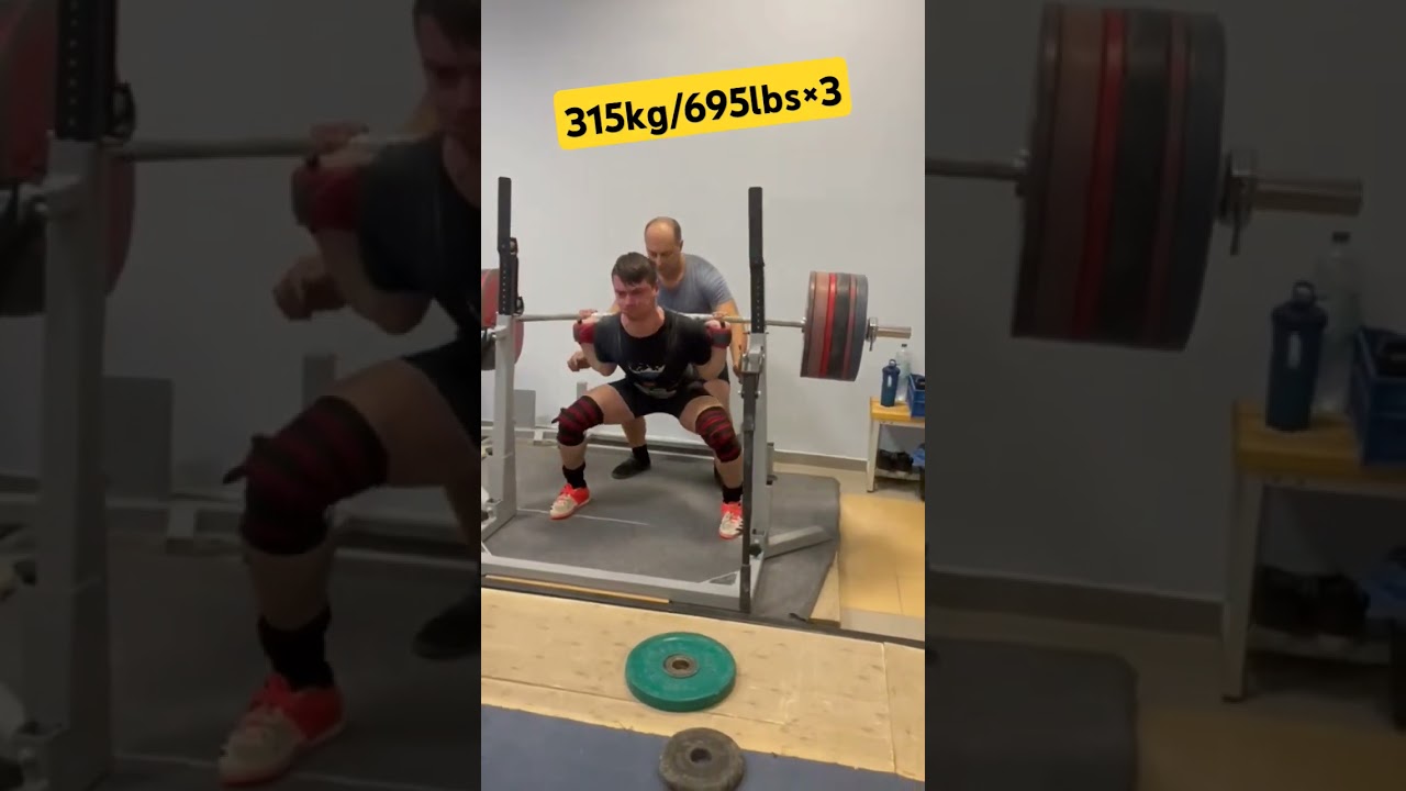 315kg/695lbs&times;3reps squat!(EQ)#powerlifting#bodybuilding#squat#benchpress#deadlift#weightlifting#gym