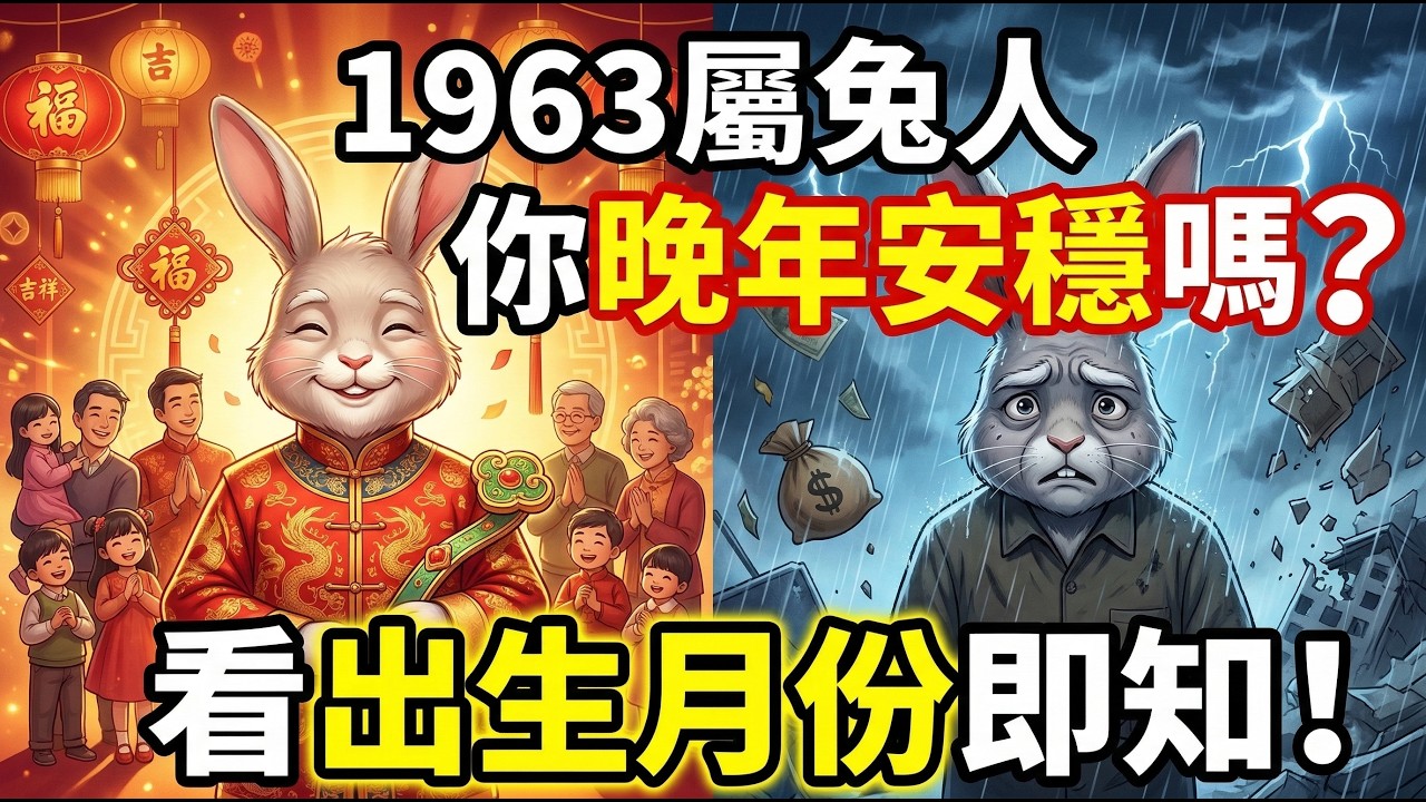 1963年屬兔人，晚年安穩嗎？看你的農曆出生月份就知道，63歲後的劇本早已寫好！#1963年屬兔 #生肖兔2026運勢 #1963年生肖兔 #農曆出生月份 #晚年 #風水 #生肖兔 #2026屬兔運勢