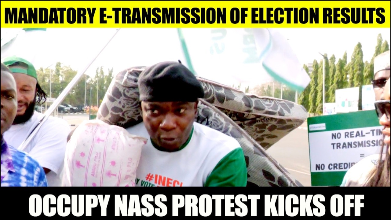 BREAKING: Protesters Storm National Assembly With Beds In Showdown With Akpabio Over Electoral Act