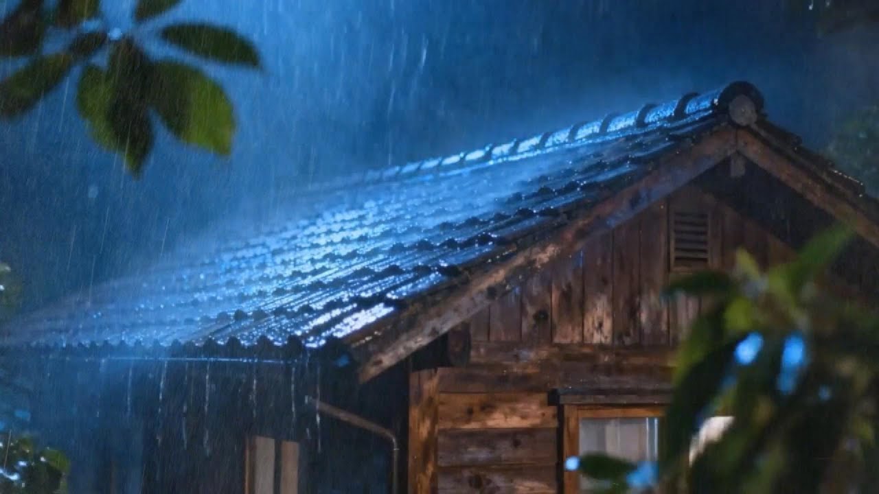 10 Hours of Heavy Rain on a Cozy Cabin Roof • Deep Sleep Rain Sounds & Relaxing Ambience
