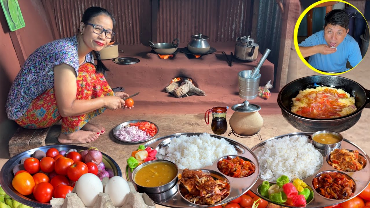 Onion Tomato Chutney Recipe, Dal With Rice - Darjeeling Village Style Cooking and Eating