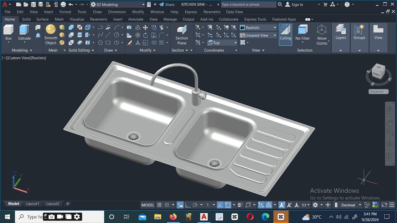 Проектирование кухонной мойки в AutoCAD: #kitchensink