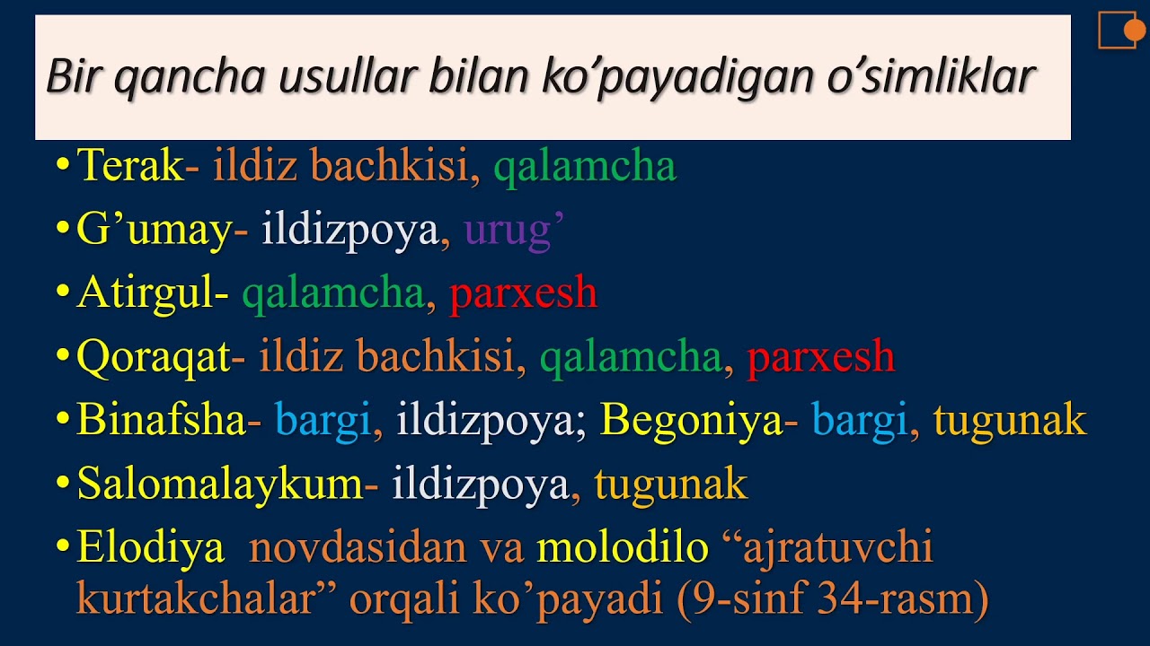O'simliklarning vegetativ ko'payishi