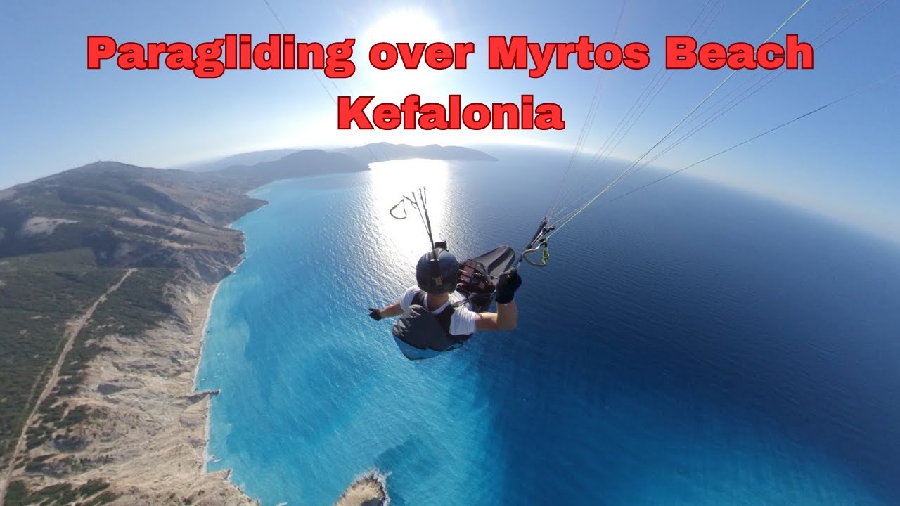 Paragliding over Myrtos Beach in Kefalonia