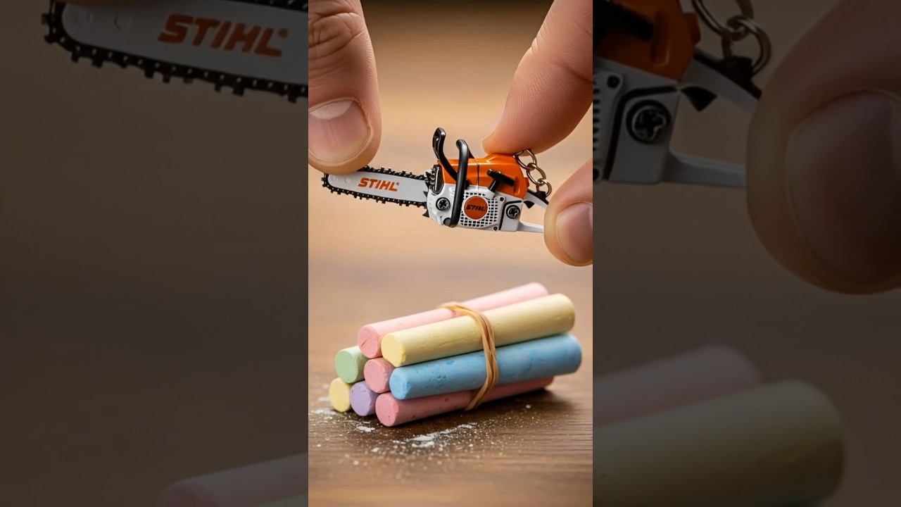 Tiny STIHL Keychain Chainsaw Cuts Chalk Bundle! 😱#STIHL #minitools