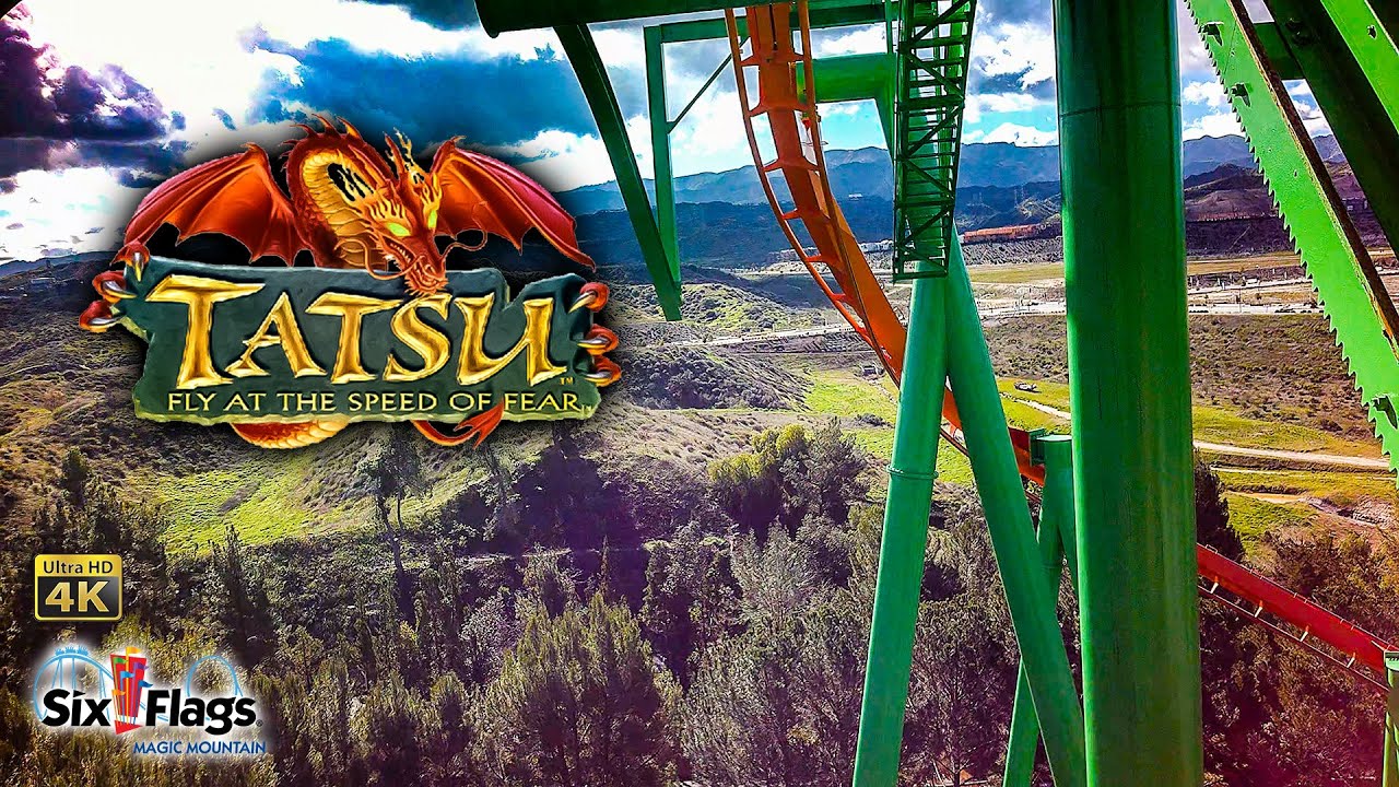2024 Tatsu Flying Roller Coaster On Ride Front Seat 4K POV Six Flags Magic Mountain