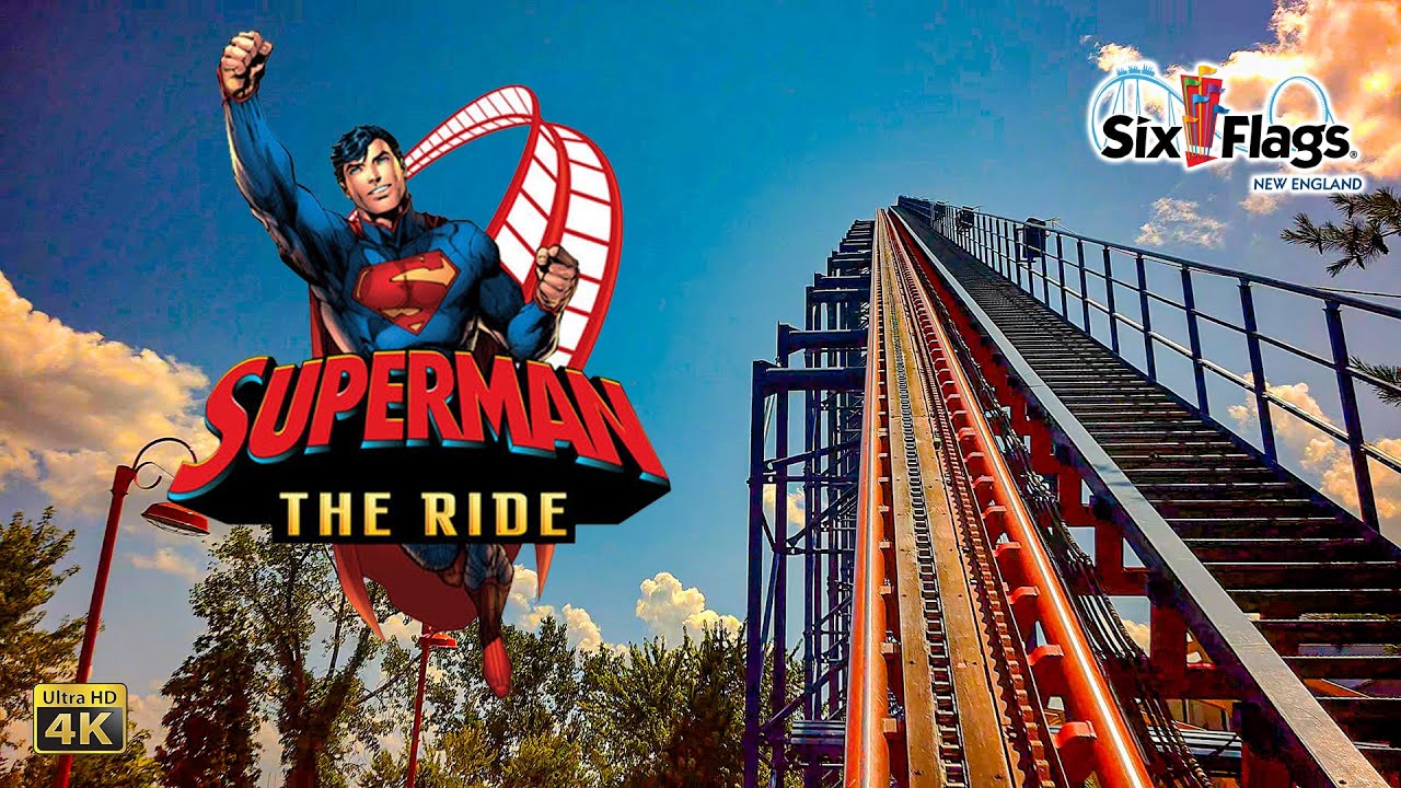 2023 Superman The Ride Roller Coaster On Ride Front Seat 4K POV Six Flags New England