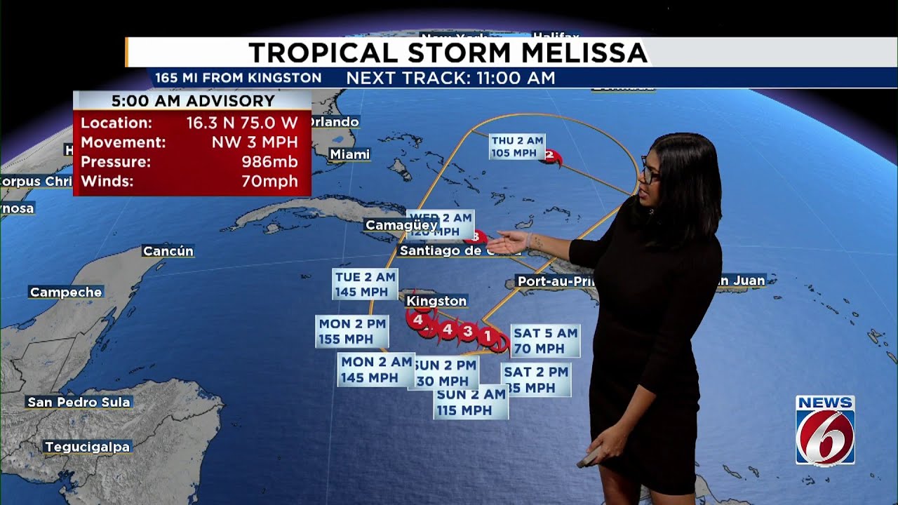Tropical Storm Melissa strengthening, expected to become a major hurricane before Jamaica landfall
