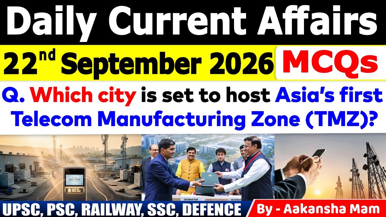 22nd September 2026 Current Affairs🔥 | Daily MCQs | Today&rsquo;s Most Important MCQs #currentaffairs2026