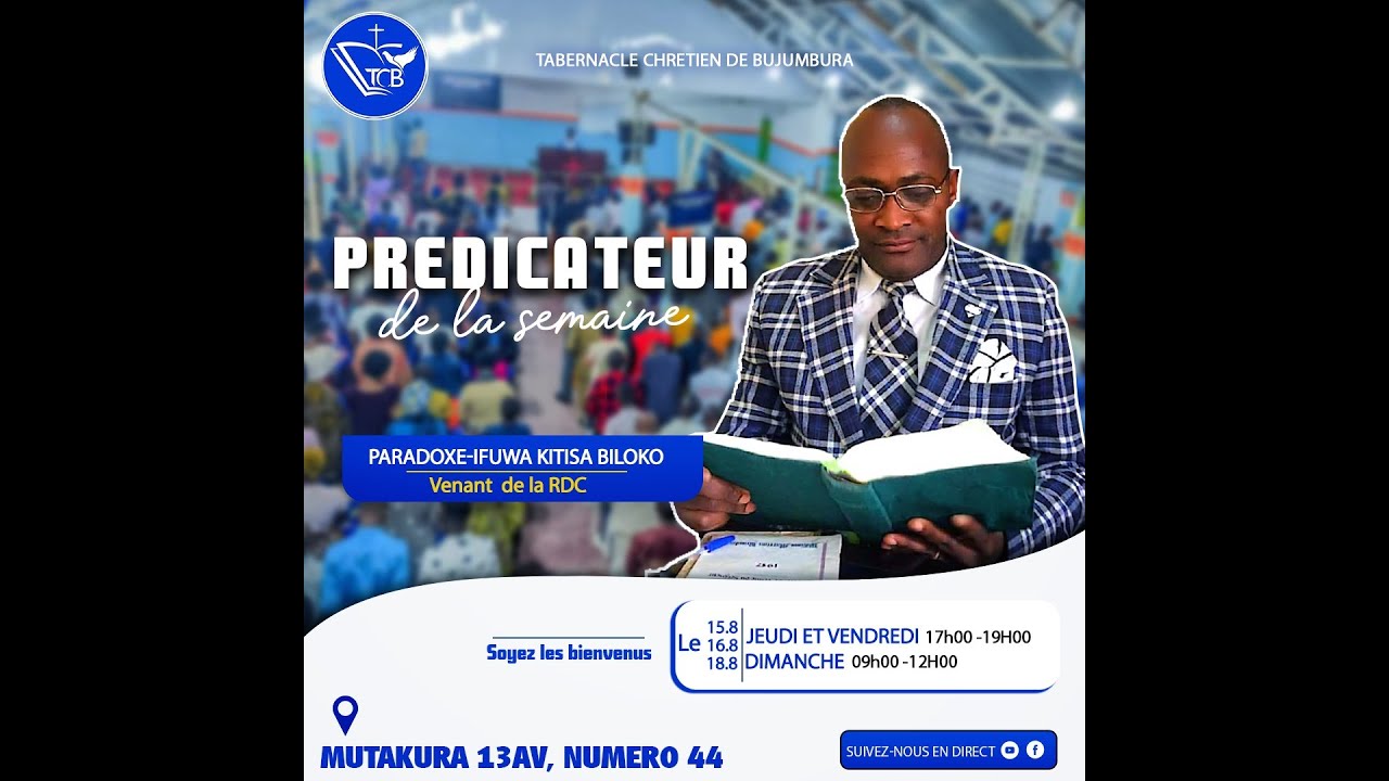 Prédication prêchée par FR  PARADOXE -IFUWA KITISA BILOKO JEUDI LE 15 AOUT 2024 à Bujumbura SUITE