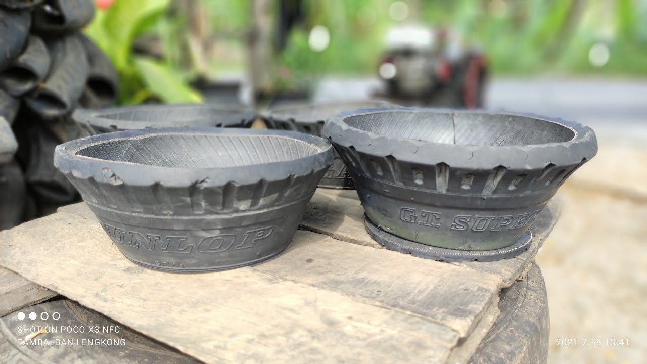 POT BONSAI SEDERHANA DARI BAN BEKAS.