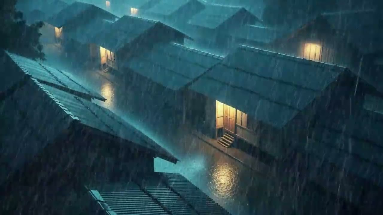 No Ads Rain Sounds for Sleeping – ASMR Rain on Metal Roof with Soft Thunder Echo