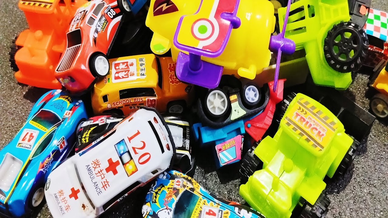 ASMR toy cars || racing cars, excavators, mini cars, construction vehicles