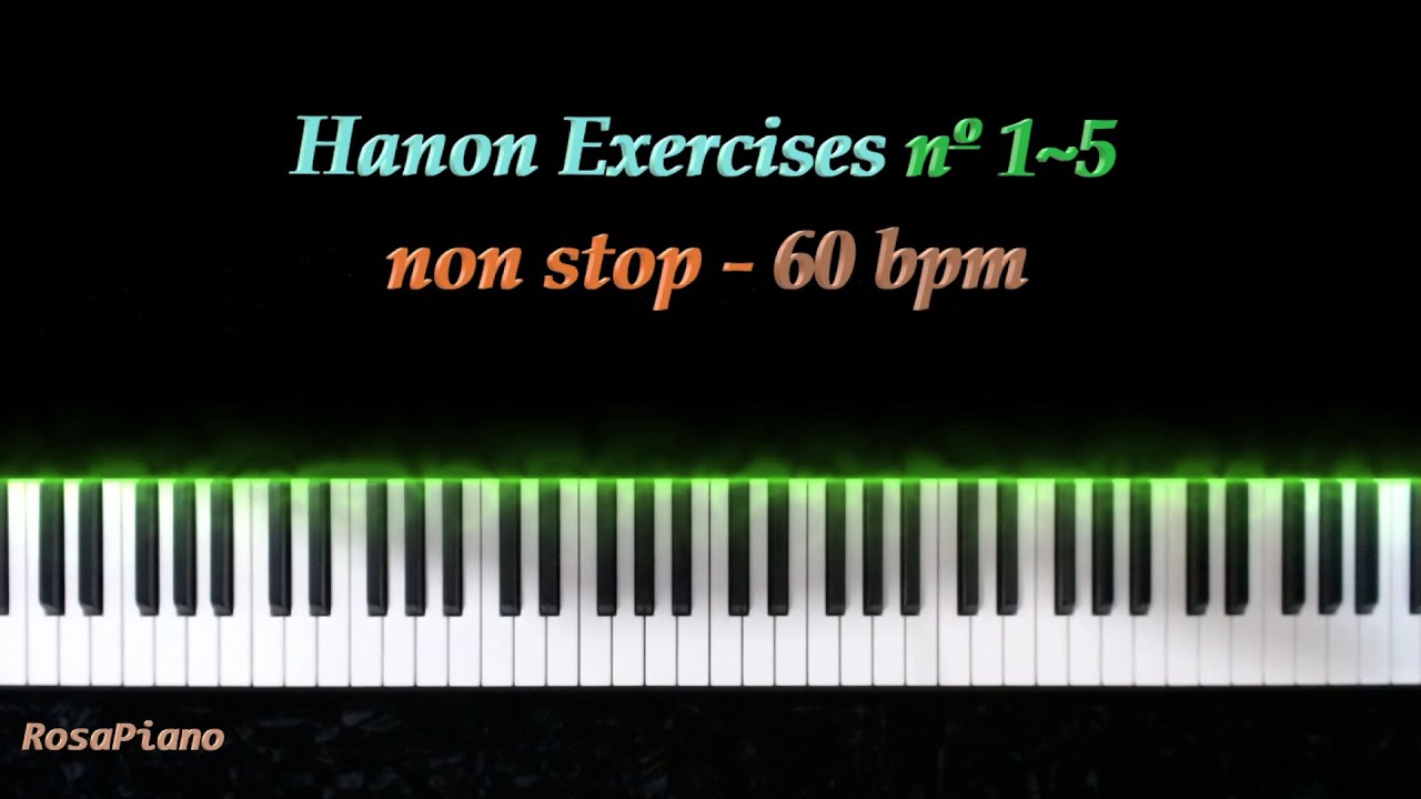 Non Stop - Hanon Exercises nº1~5 - Tutorial 60bpm - let's play piano together