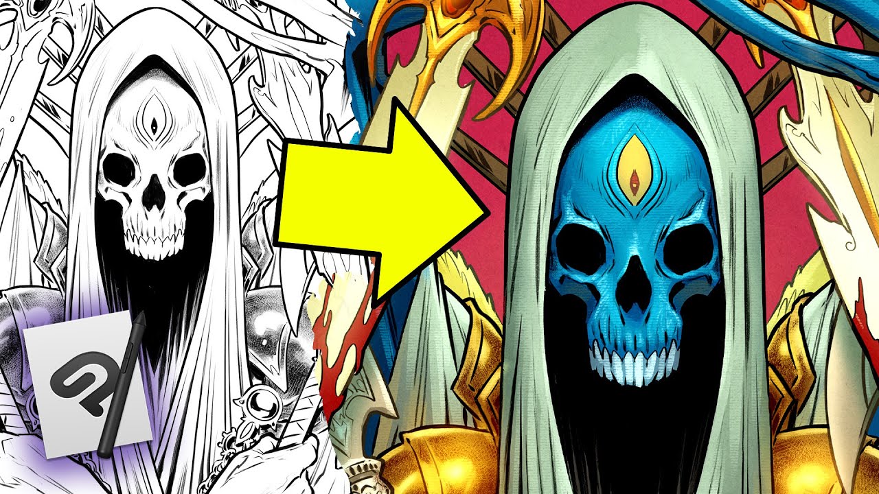 Coloring process in Clip Studio Paint + tips on surface textures, contrast, and color theory