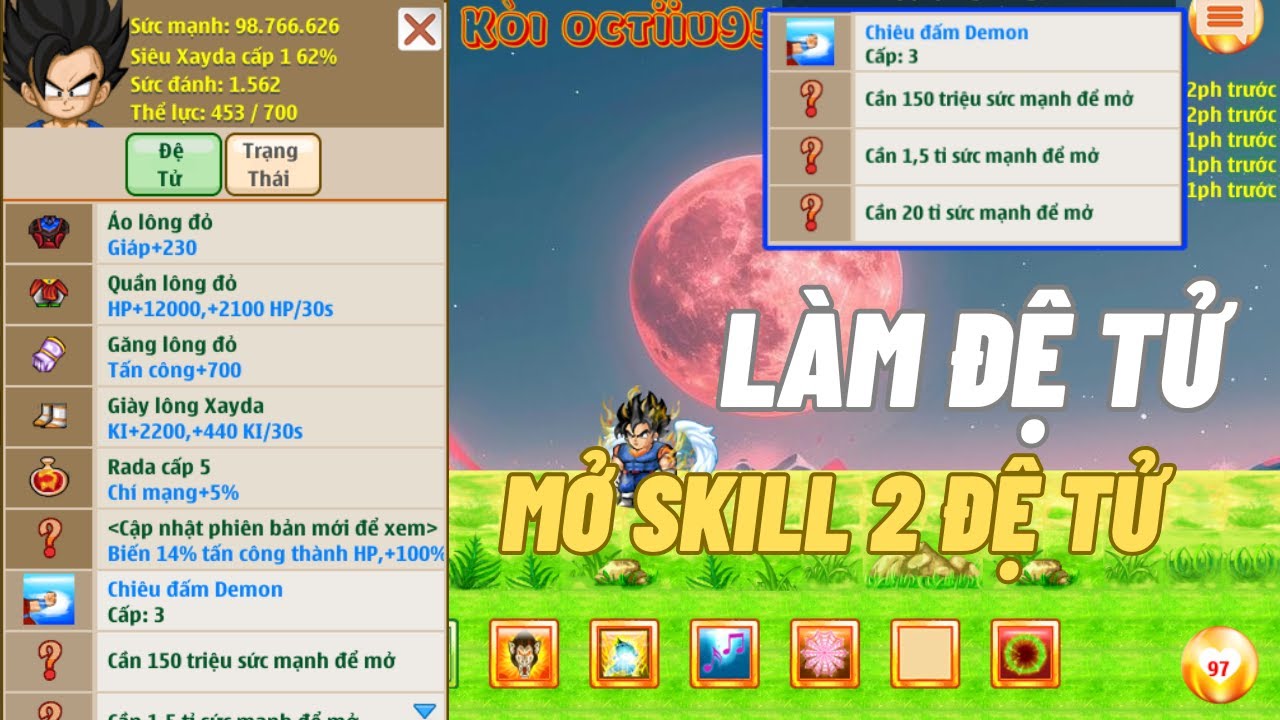 Ngọc Rồng Online- Làm Đệ Tử Mở Skill2 Đệ Tử Tại Sever Super 3