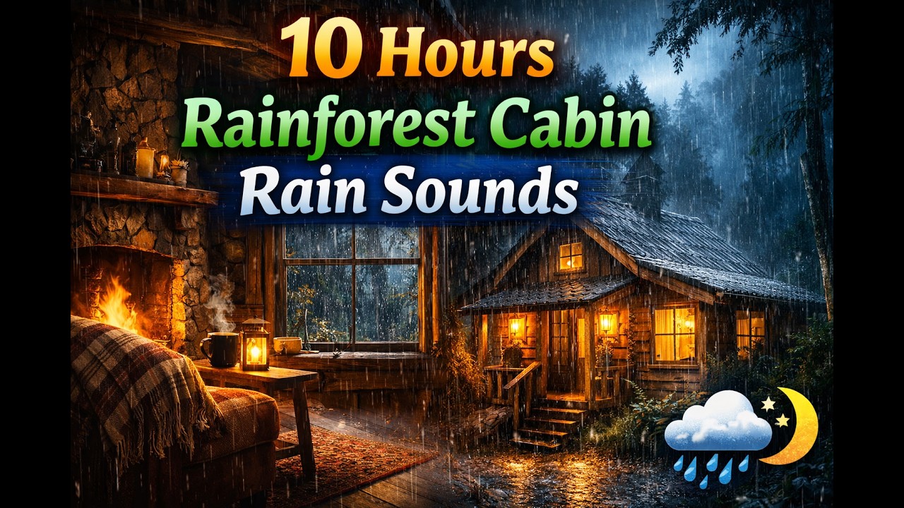 Rainforest Night Cabin Ambience 🌧️ Calming Rain Sounds for Deep Sleep & Relaxation 10 hours