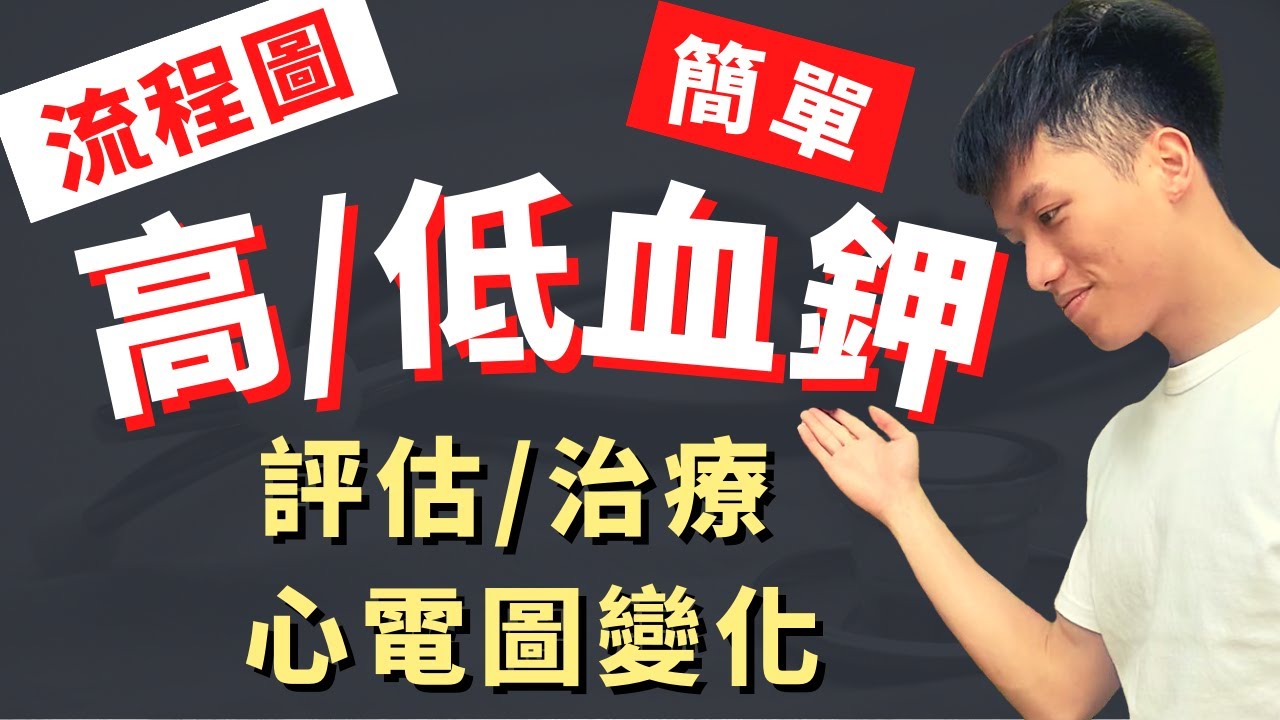 【高血鉀/低血鉀評估與處置】遇到血鉀濃度出現的問題的臨床病人，該如何切入思考成因機轉？高血鉀心電圖變化！高血鉀急性治療！臨床醫師如何幫低血鉀病人補充血鉀！善良的路障
