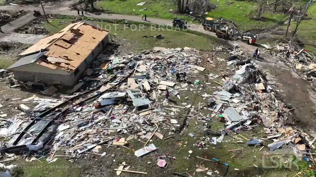 03-25-2023 Silver City, MS - Drone Tornado Destruction - Homes Destroyed - Frame Through House