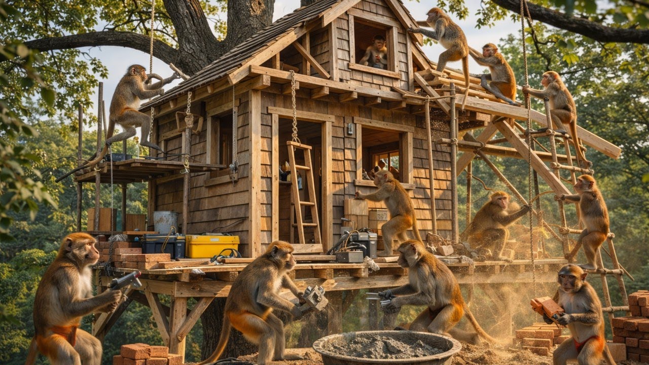 Monkeys Build a Luxury Tree House in the Jungle 🐒🌳 | Amazing Wildlife Creation